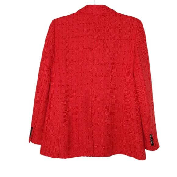 Ann Taylor Red Tweed Blazer Jacket Size 6 Double Breasted Textured Workwear - Picture 3 of 15